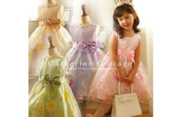 子供ドレス　花柄プリントのオーガンジードレス　ワンピース　フォーマル